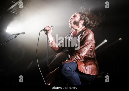 The American hard rock band Crobot performs a live concert at Stengade in Copenhagen. Here vocalist Brandon Yeagley is seen live on stage. Denmark, 02/03 2015. Stock Photo
