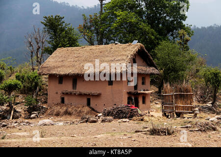 Solar panels in rural part of Nepal has helped the life of people. Stock Photo