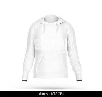 Hoodie sweatshirt mockup, blank white cloth with invisible model isolated on white background, 3d render Stock Photo