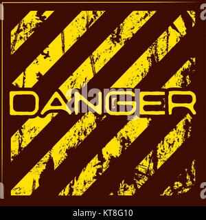 Danger warning grunge banner with red and yellow stripes. Vector illustration. Stock Vector