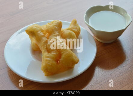 deep fried dough stick and soybean milk Stock Photo