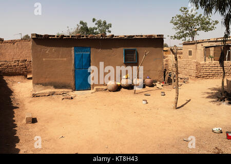 Concrete house in the suburban township area of Ouagadougou, Burkina Faso. Stock Photo
