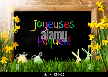 Blackboard With Colorful French Text Joyeuses Paques Means Happy Easter ...