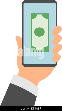 Hands holding smartphones with mobile banking app on the screen. Vector Stock Vector
