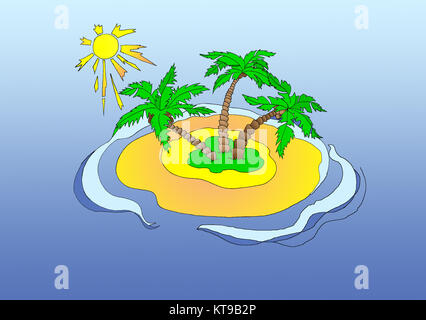 Sunny Island in a Sea Stock Photo