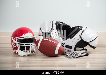 Sport Equipments On Hardwood Floor Stock Photo