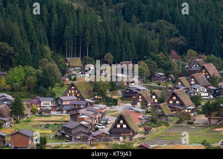 Traditional Shirakawago village in Japan Stock Photo