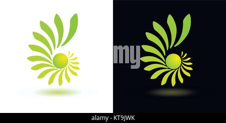 Abstract green yellow logo on white and black background Stock Vector