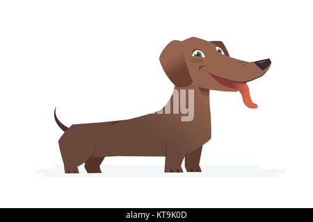 Cute dachshund - modern vector cartoon characters illustration Stock Vector