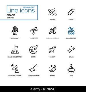 Space concept - line design icons set Stock Vector