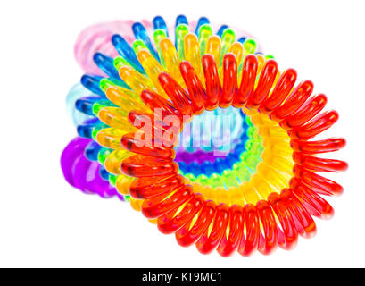 Various isolated spiral hair ties Stock Photo