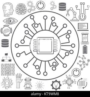 Artificial intelligence icons Stock Vector