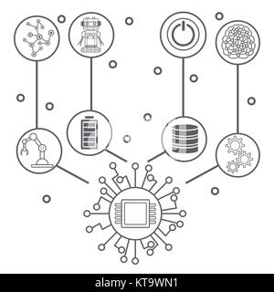 Artificial intelligence icons Stock Vector