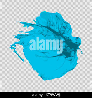 Cyan brush paint stroke with rough edges isolated on transparent Stock Photo