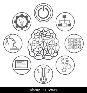Artificial intelligence icons Stock Vector