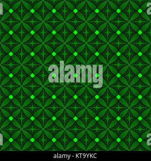 Abstract knitted green pattern from squares and lines Stock Vector