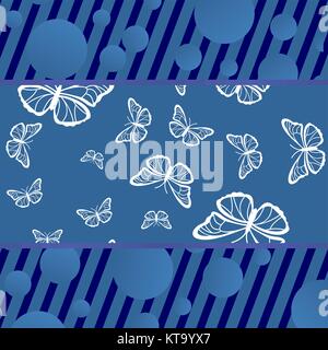 Background with circles, lines and silhouettes of butterflies Stock Vector