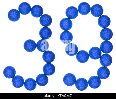 Numeral 39, thirty nine, from decorative balls, isolated on white ...