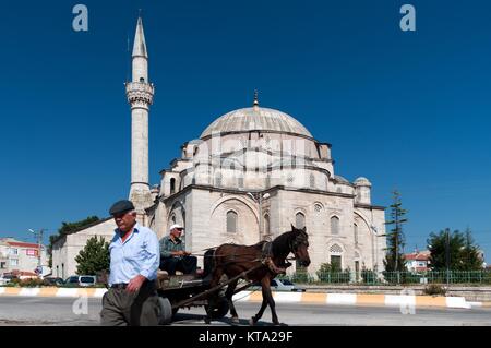 SEPTEMBER 24,2010 .View from outside of The Semiz Ali Pasha Mosque in Babaeski district of Kırklareli province.Unidetified man and horse. Stock Photo