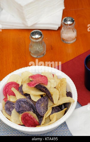 Potato Chips in Red White and Blue Stock Photo