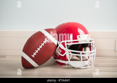 Rugby Ball And Helmet Stock Photo