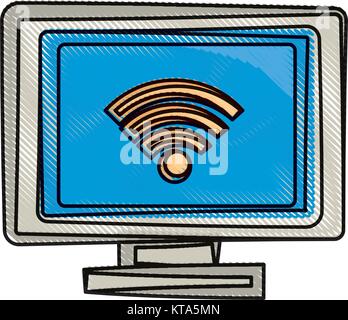 Wifi symbol on pc scree Stock Vector