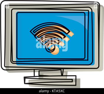 Wifi symbol on pc scree Stock Vector