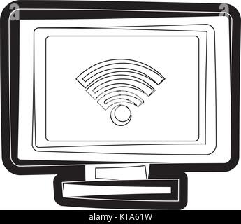 Wifi symbol on pc scree Stock Vector