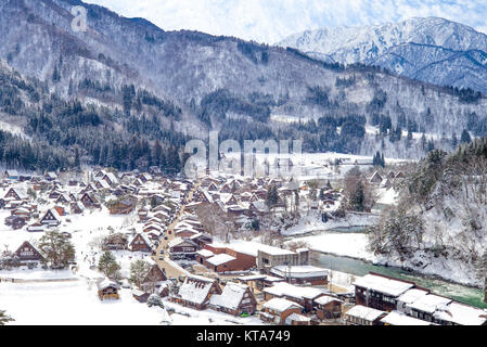 aerial view of Shirakawa village gifu japan Stock Photo