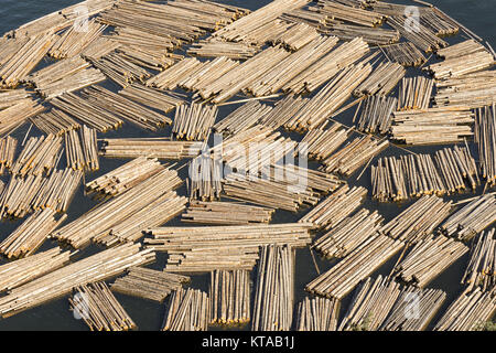 Log Booms in a bay on Okanagan Lake Kelowna British Columbia Canada Stock Photo