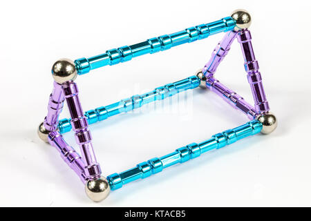 3D Triangular Prism Model shape made from magnets Stock Photo