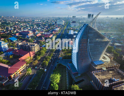 Business district in the city of Makassar. Stock Photo