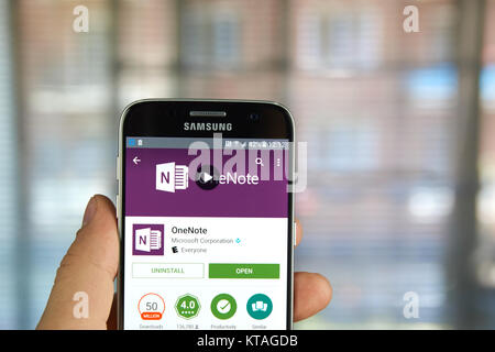 MONTREAL, CANADA - MAY 23, 2016 - Microsoft Office OneNote application on Samsung S7. Stock Photo