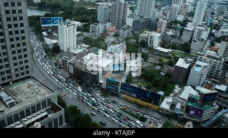 View From the 35th Floor of Asoke and Sukhumvit Intersection From The Continent Hotel Medinii Italian Restaurant Bangkok Thailand Stock Photo