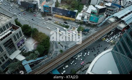 View From the 35th Floor of Asoke and Sukhumvit Intersection From The Continent Hotel Medinii Italian Restaurant Bangkok Thailand Stock Photo
