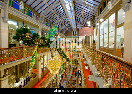 The Strand Arcade Interior Holiday Season Christmas Decorated, Sydney, NSW, Australia Stock Photo