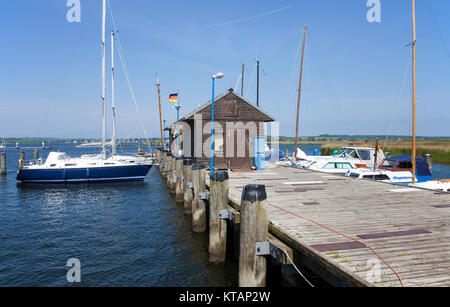 Bodden harbour of the village Gager, Moenchgut, Ruegen island, Mecklenburg-Western Pomerania, Baltic Sea, Germany, Europe Stock Photo