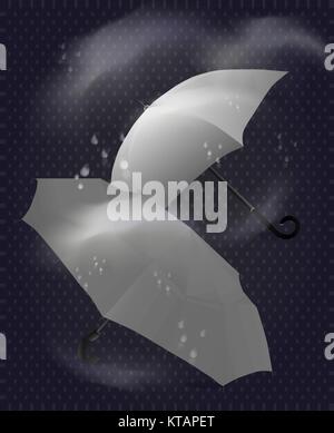A composition of umbrellas with raindrops Stock Vector
