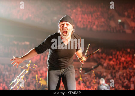 The American heavy metal band Metallica performs live concerts at Royal Arena in Copenhagen as part of the WorldWired Tour 2016-2017. Here drummer Lars Ulrich is seen live on stage. Denmark 07/02 2017. Stock Photo