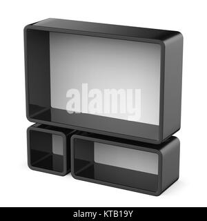 Copy space black and white shelf set 3D Stock Photo