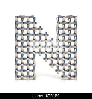 Metal wire mesh font LETTER N 3D Stock Photo