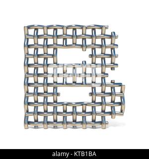 Metal wire mesh font LETTER B 3D Stock Photo