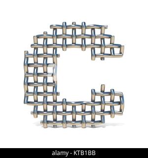 Metal wire mesh font LETTER C 3D Stock Photo