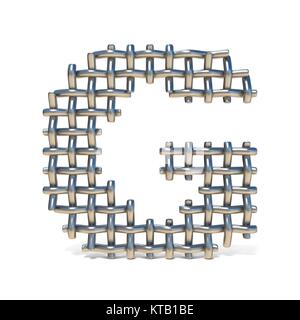 Metal wire mesh font LETTER G 3D Stock Photo