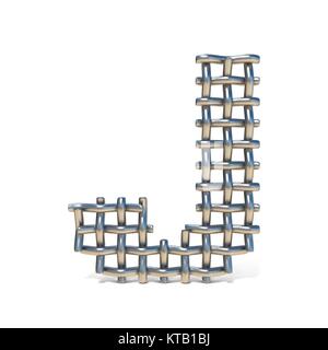 Metal wire mesh font LETTER J 3D Stock Photo