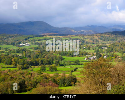 Furness Fells and the Langdales from Latterbarrow, Lake District, Cumbria Stock Photo
