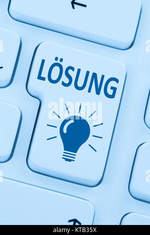 solution for problem conflict button computer blue online web Stock Photo