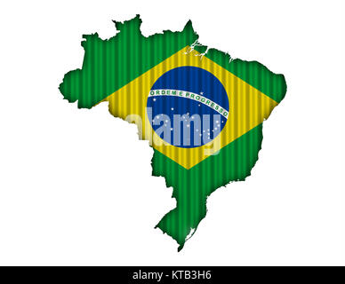 Karte und Fahne von Brasilien auf Wellblech