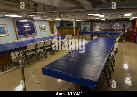 The Officers' wardroom on the USS New Jersey Iowa Class Battleship, Delaware River, New Jersey, United States. Stock Photo