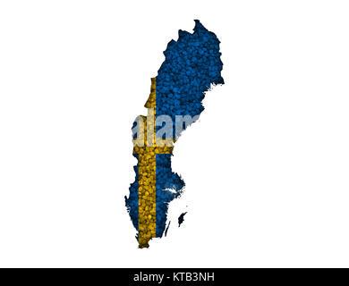 Karte und Fahne von Schweden Stock Photo